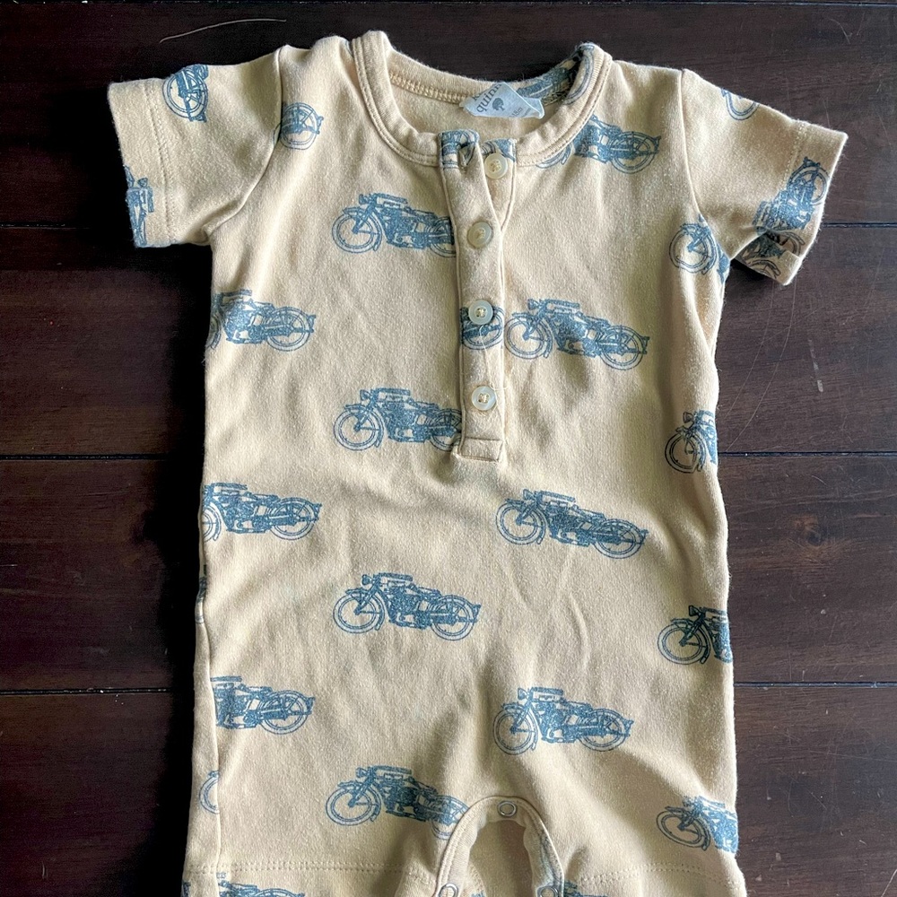 Muted yellow Kate Quinn shorts onesie